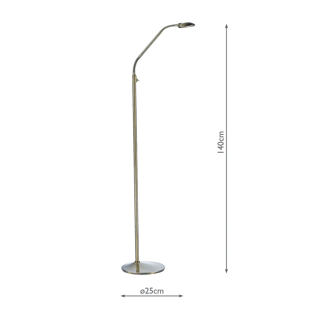 Wellington Task Floor Lamp Antique Brass LED<br>Antique Brass