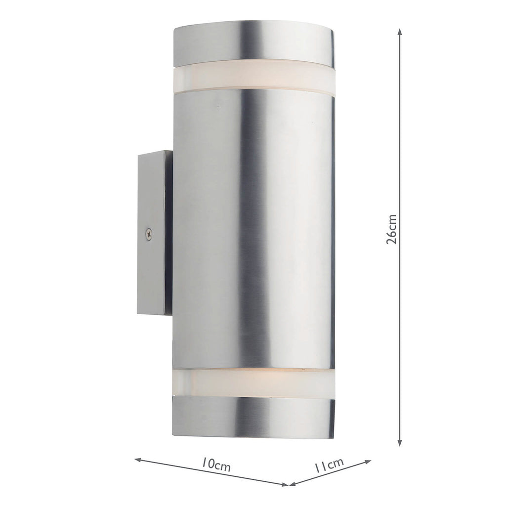 Wessex Outdoor 2 Light Wall Light Stainless Steel LED IP44<br>Polished Stainless Steel