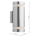 Wessex Outdoor 2 Light Wall Light Stainless Steel LED IP44<br>Polished Stainless Steel