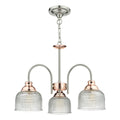 Wharfdale 3 Light Pendant Satin Chrome & Copper Textured Glass<br>Satin Chrome