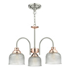 Wharfdale 3 Light Pendant Satin Chrome & Copper Textured Glass<br>Satin Chrome