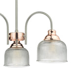 Wharfdale 3 Light Pendant Satin Chrome & Copper Textured Glass<br>Satin Chrome