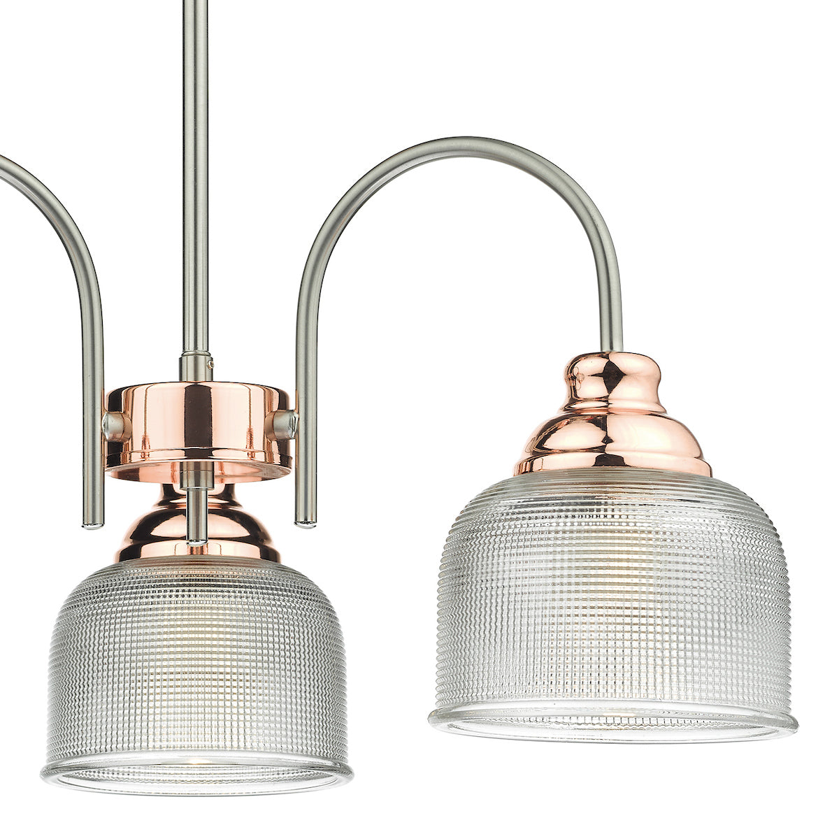 Wharfdale 3 Light Pendant Satin Chrome & Copper Textured Glass<br>Satin Chrome