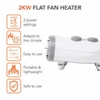 Warmlite WL44004 2kW Portable Flat Fan Heater - White