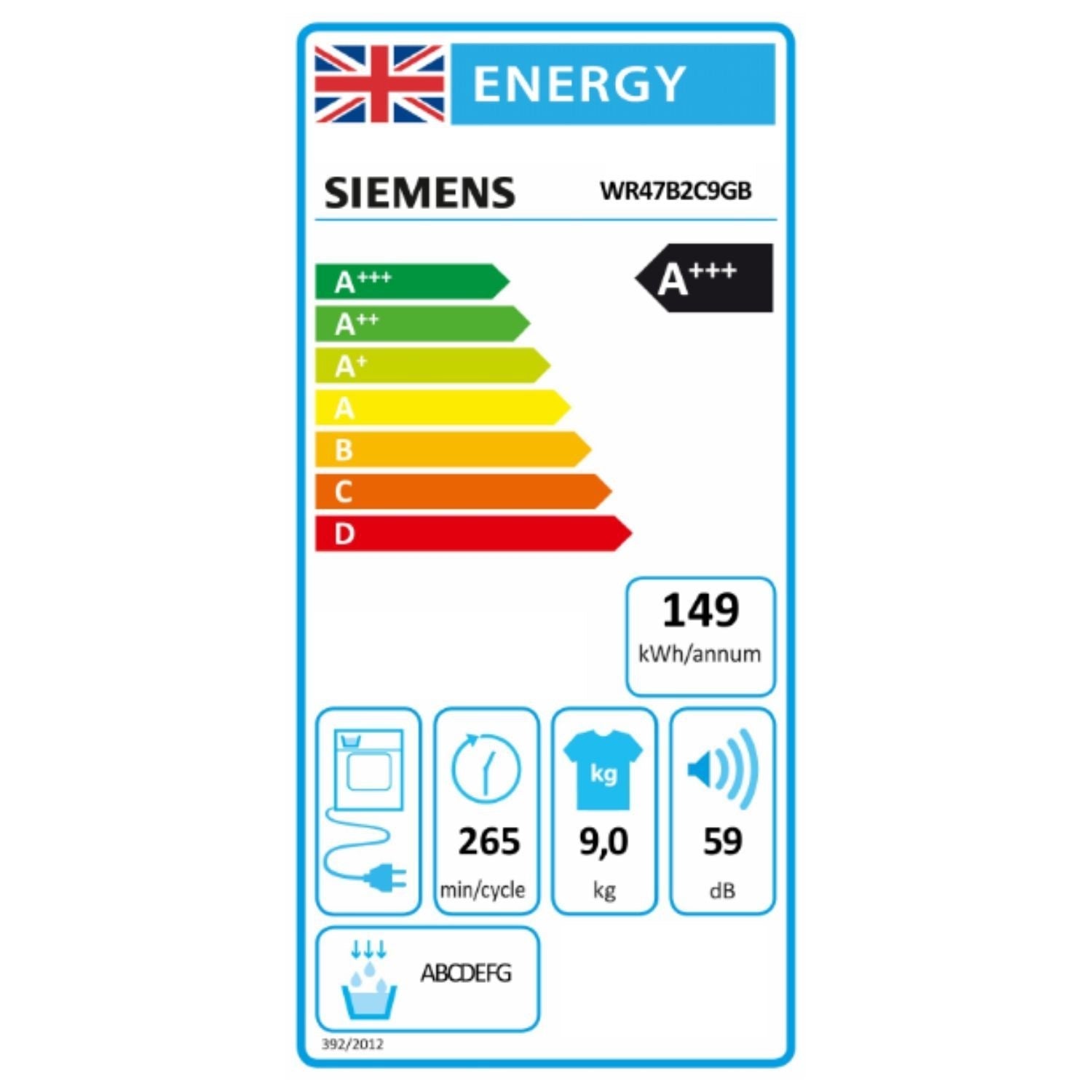 Siemens IQ-700 WR47B2C9GB 9Kg Heat Pump Tumble Dryer - White