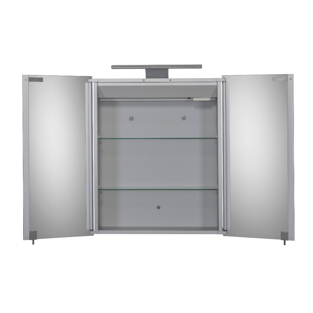 Croydex Sudbury Double Door Illuminated Mirror Cabinet - Silver
