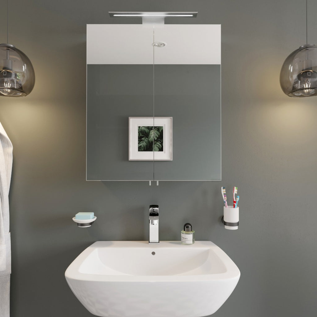Croydex Sudbury Double Door Illuminated Mirror Cabinet - Silver