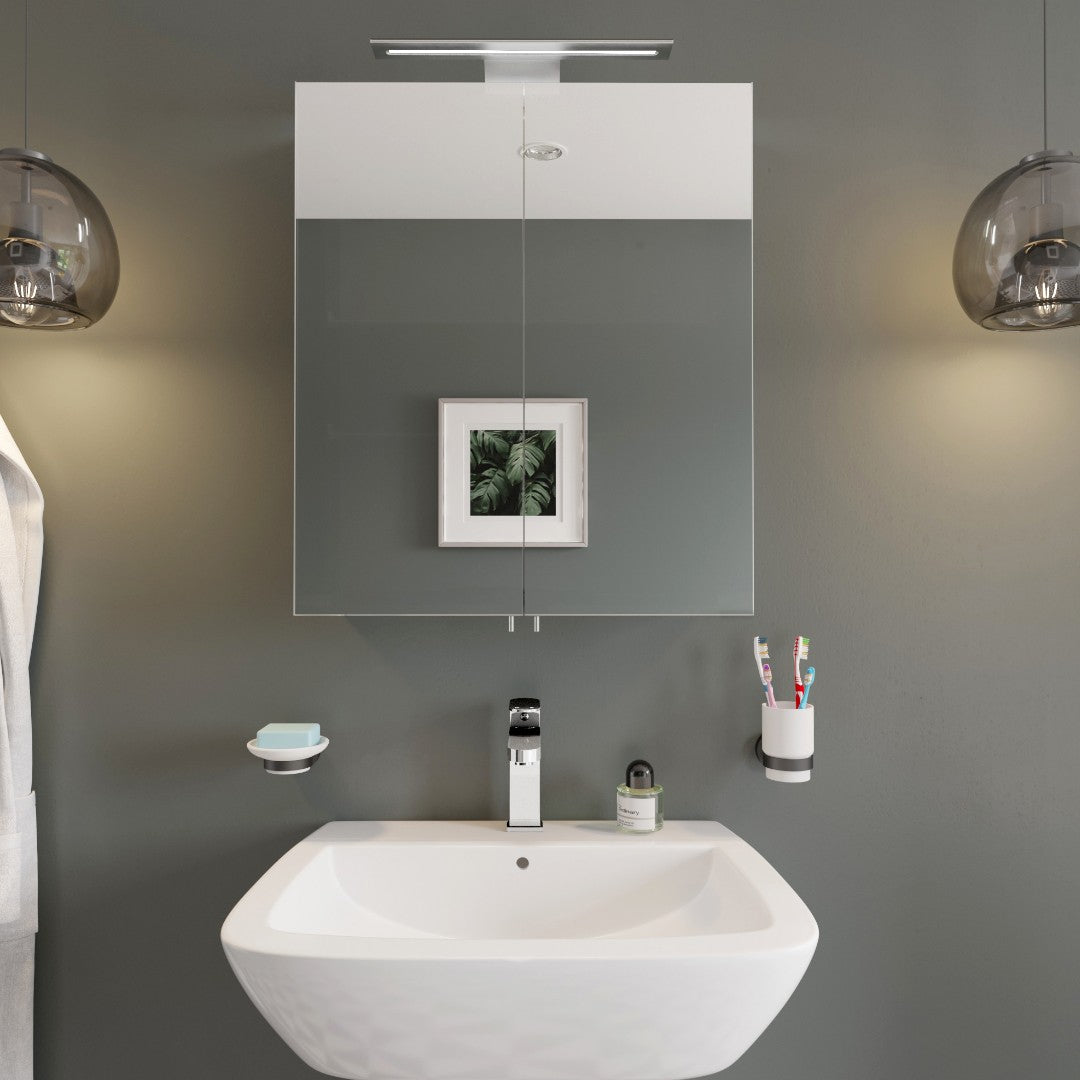 Croydex Sudbury Double Door Illuminated Mirror Cabinet - Silver