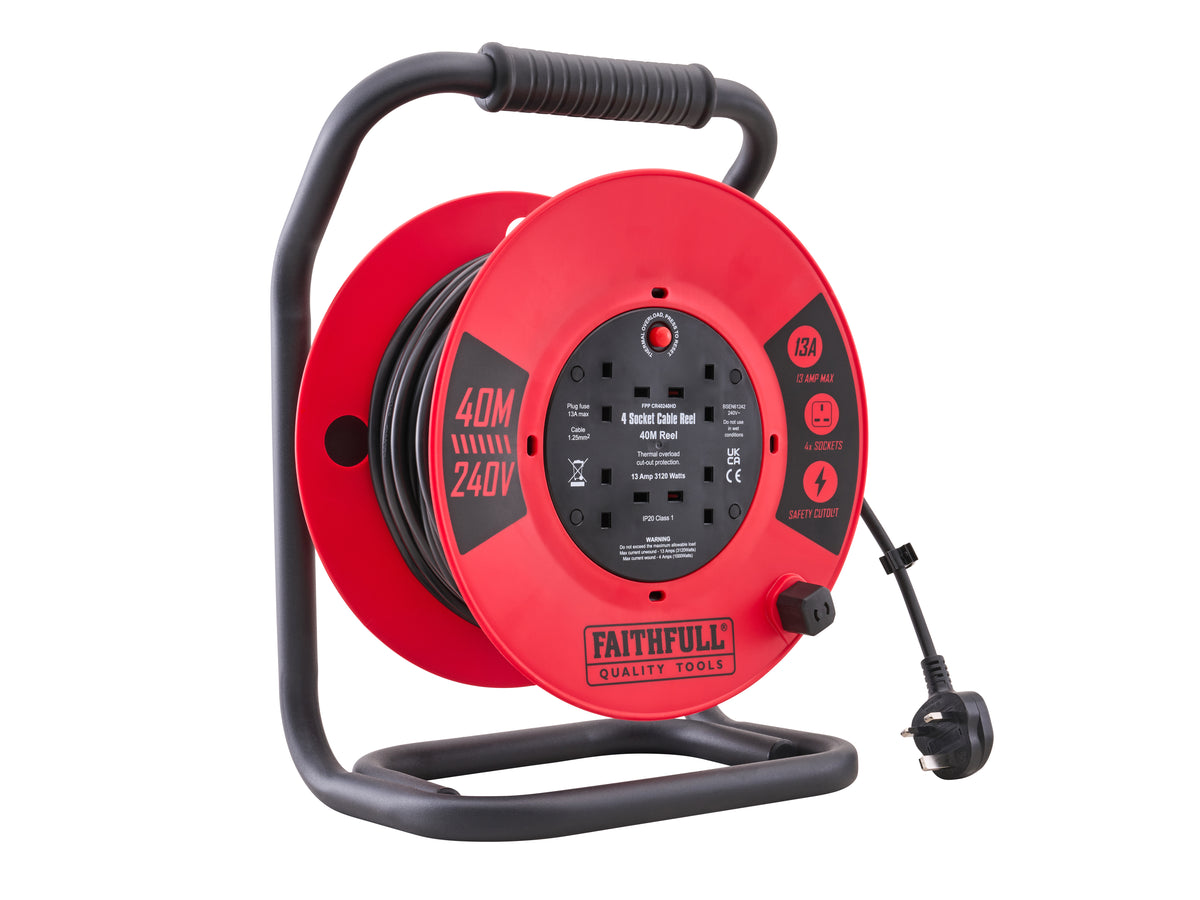 Faithfull 40m Heavy Duty Cable Reel