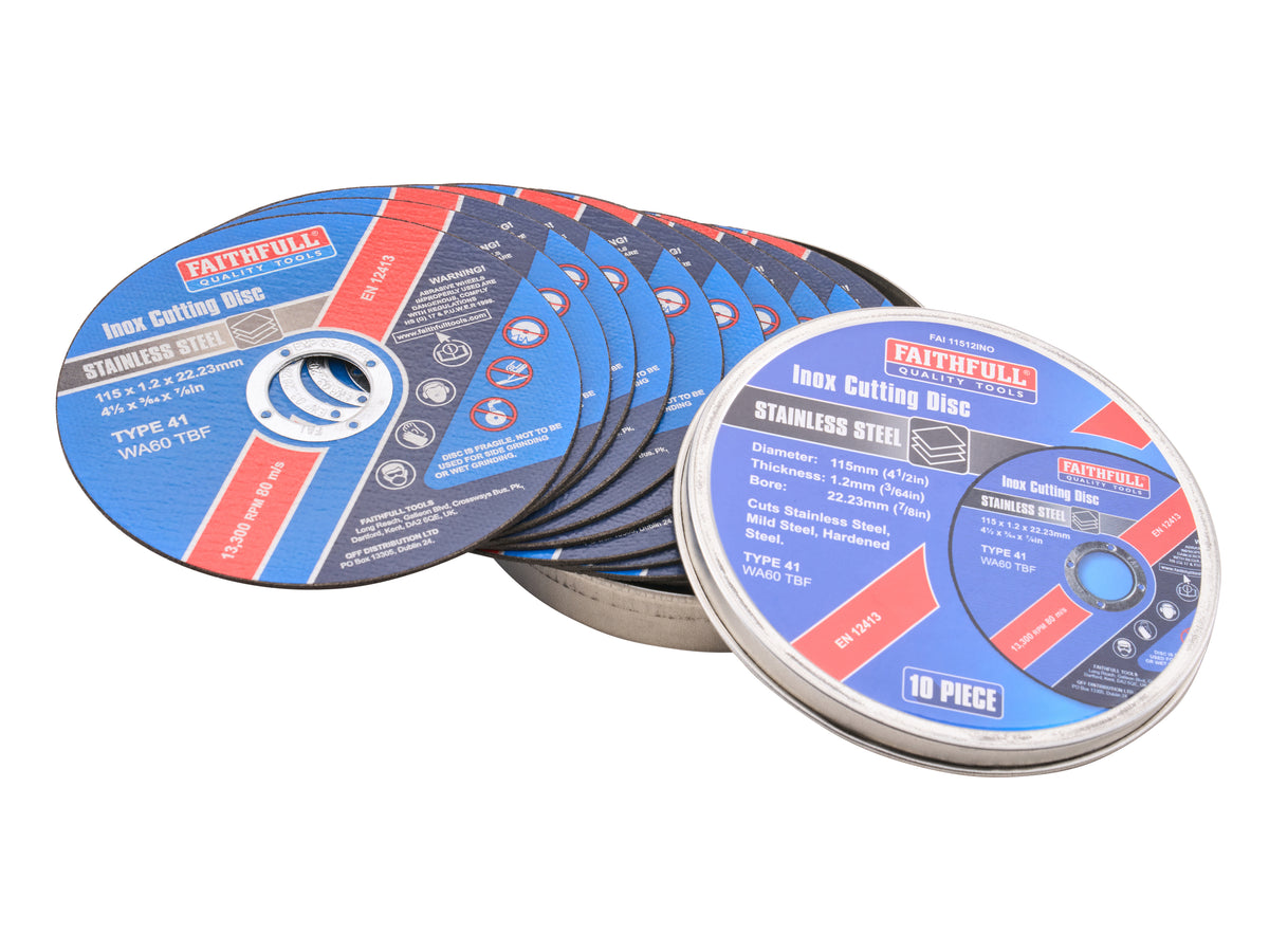 Faithfull 115mm (4.5in) Inox Metal Cutting Discs (10 Pack)