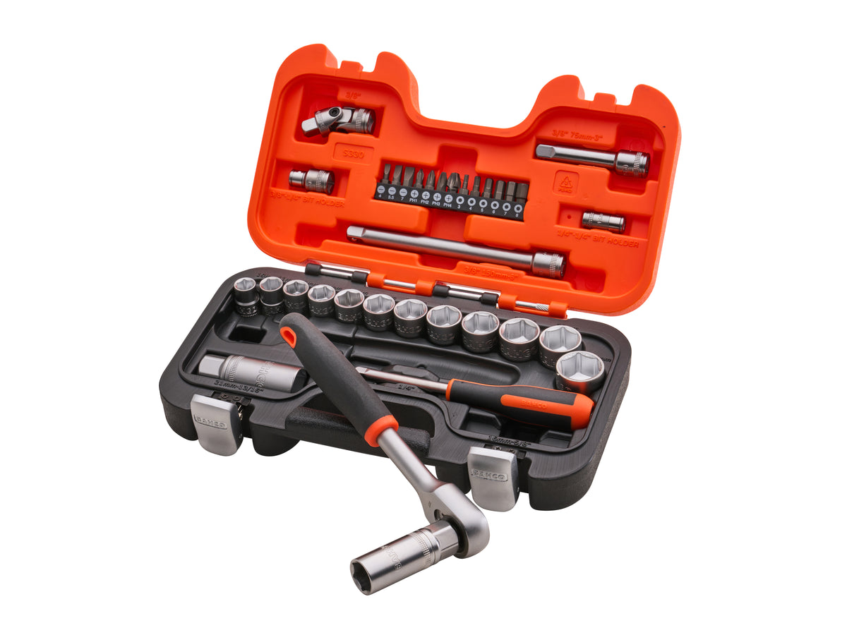 Bahco 1/4in & 3/8in Drive Socket Set (34 Piece)