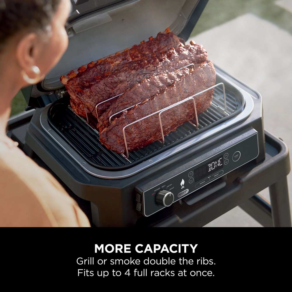 Ninja XSKOGXLRBRKEU Woodfire XL Electric BBQ Rib Rack - Silver