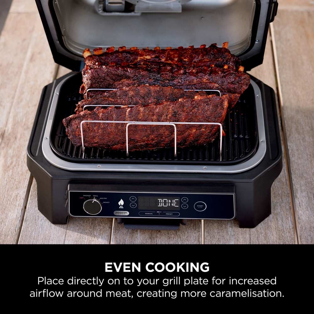 Ninja XSKOGXLRBRKEU Woodfire XL Electric BBQ Rib Rack - Silver