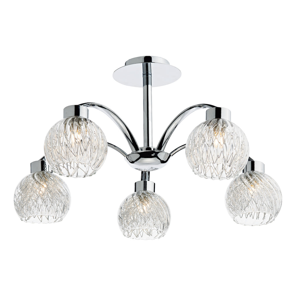 Yasmin 5 Light Semi Flush Polished Chrome<br>Polished Chrome