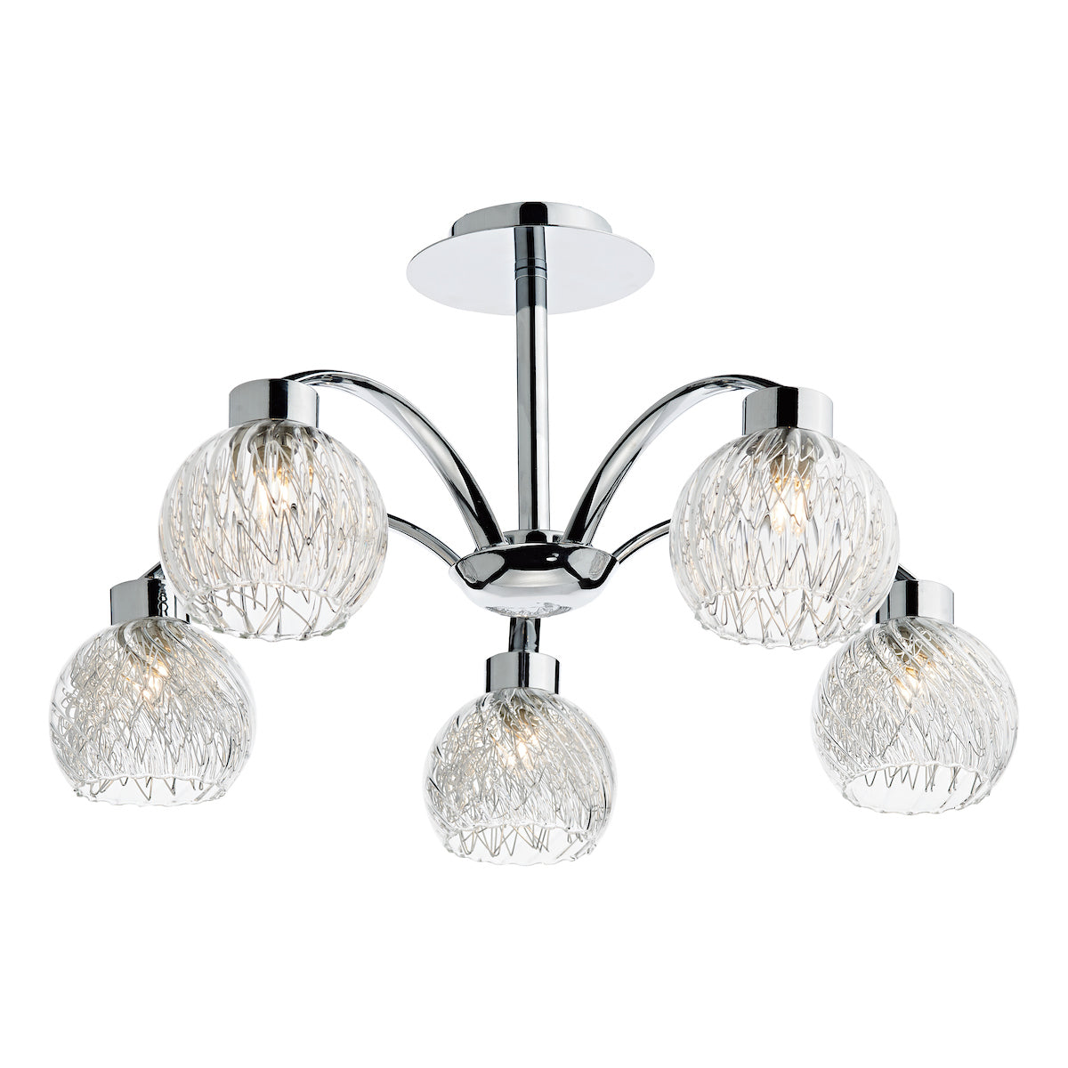 Yasmin 5 Light Semi Flush Polished Chrome<br>Polished Chrome