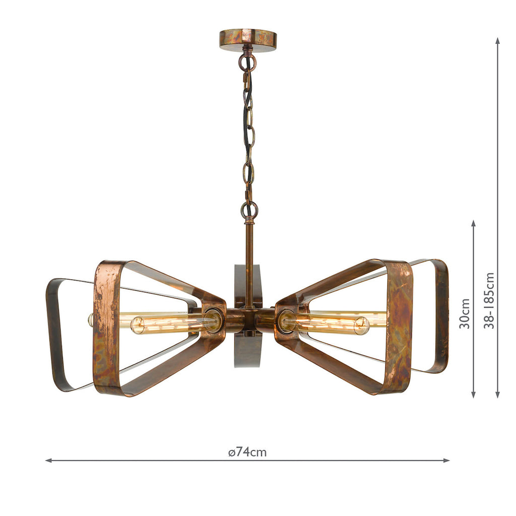 Yavanna Industrial 5 Light Pendant Oiled Copper<br>Mottled Copper