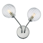 Yiska 2 Light Wall Light Polished Chrome Ribbed Glass<br>Polished Chrome