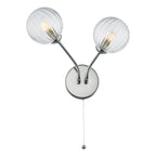 Yiska 2 Light Wall Light Polished Chrome Ribbed Glass<br>Polished Chrome