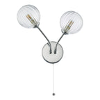 Yiska 2 Light Wall Light Polished Chrome Ribbed Glass<br>Polished Chrome