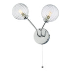 Yiska 2 Light Wall Light Polished Chrome Ribbed Glass<br>Polished Chrome