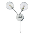 Yiska 2 Light Wall Light Polished Chrome Ribbed Glass<br>Polished Chrome
