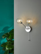 Yiska 2 Light Wall Light Polished Chrome Ribbed Glass<br>Polished Chrome