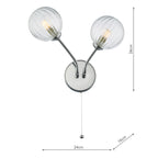 Yiska 2 Light Wall Light Polished Chrome Ribbed Glass<br>Polished Chrome