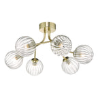 Yiska 6 Light Semi Flush Gold & Glass<br>Satin Gold