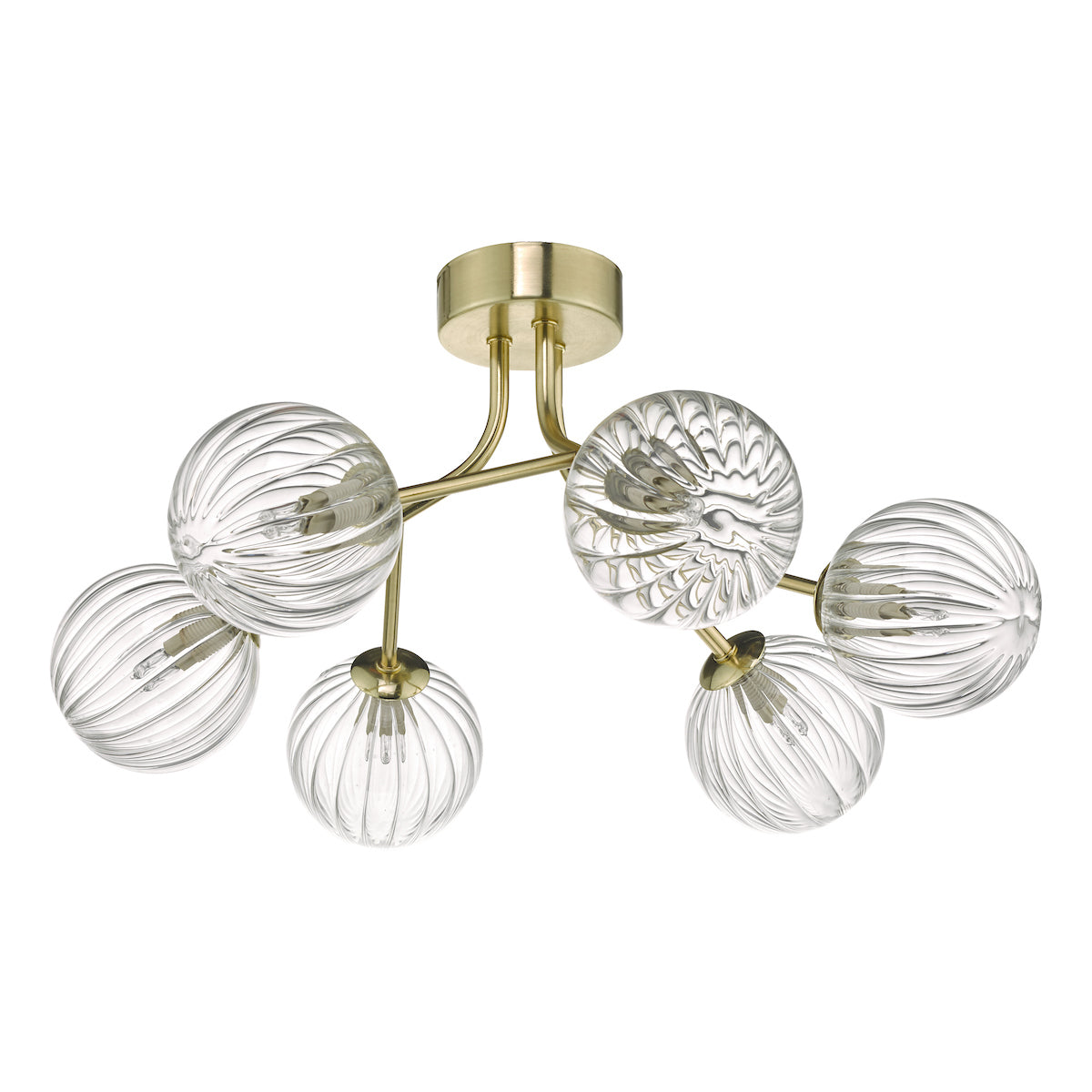 Yiska 6 Light Semi Flush Gold & Glass<br>Satin Gold