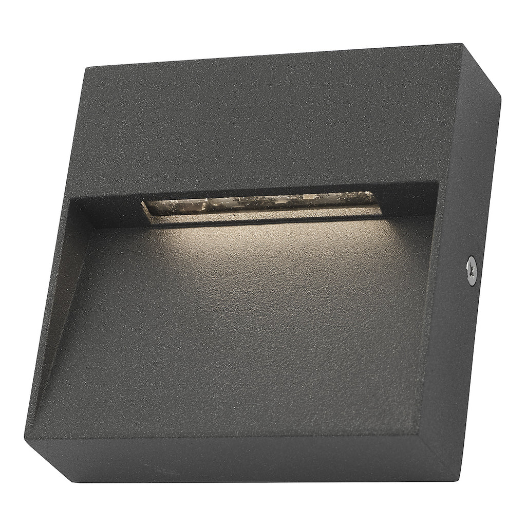 Yukon Outdoor Wall Light Square Eyelid Anthracite IP65 LED<br>Matt Grey