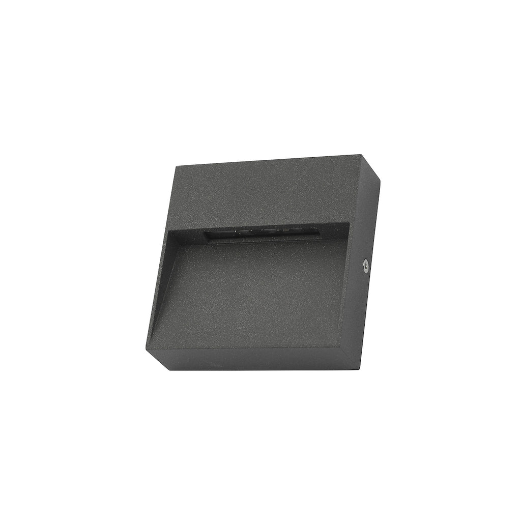 Yukon Outdoor Wall Light Square Eyelid Anthracite IP65 LED<br>Matt Grey