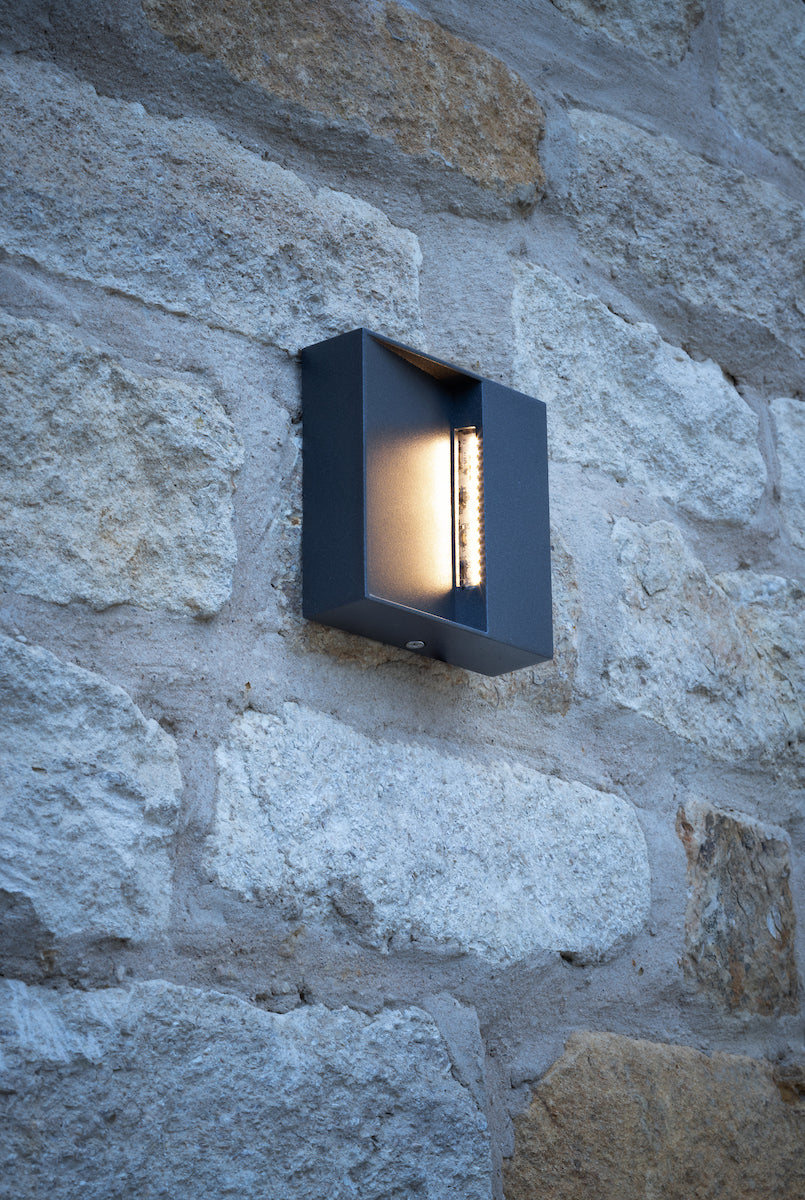 Yukon Outdoor Wall Light Square Eyelid Anthracite IP65 LED<br>Matt Grey