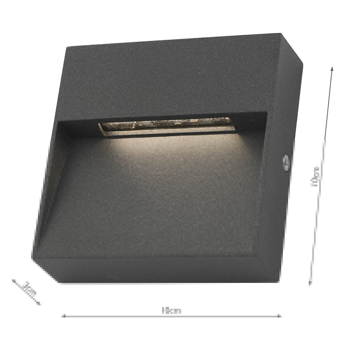 Yukon Outdoor Wall Light Square Eyelid Anthracite IP65 LED<br>Matt Grey