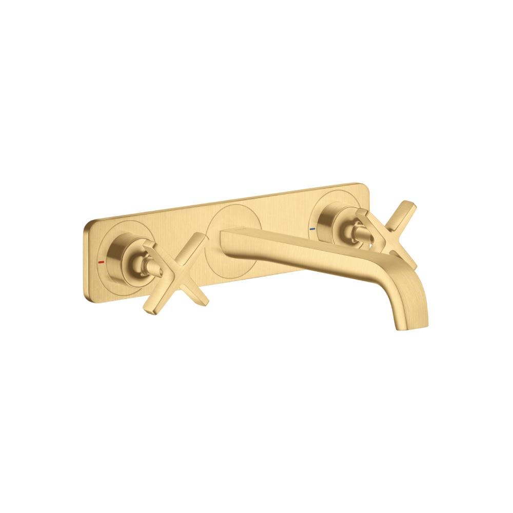 Hansgrohe Axor Citterio E 3 Hole Wall Mounted Basin Mixer - Brushed Optic Gold 36115250