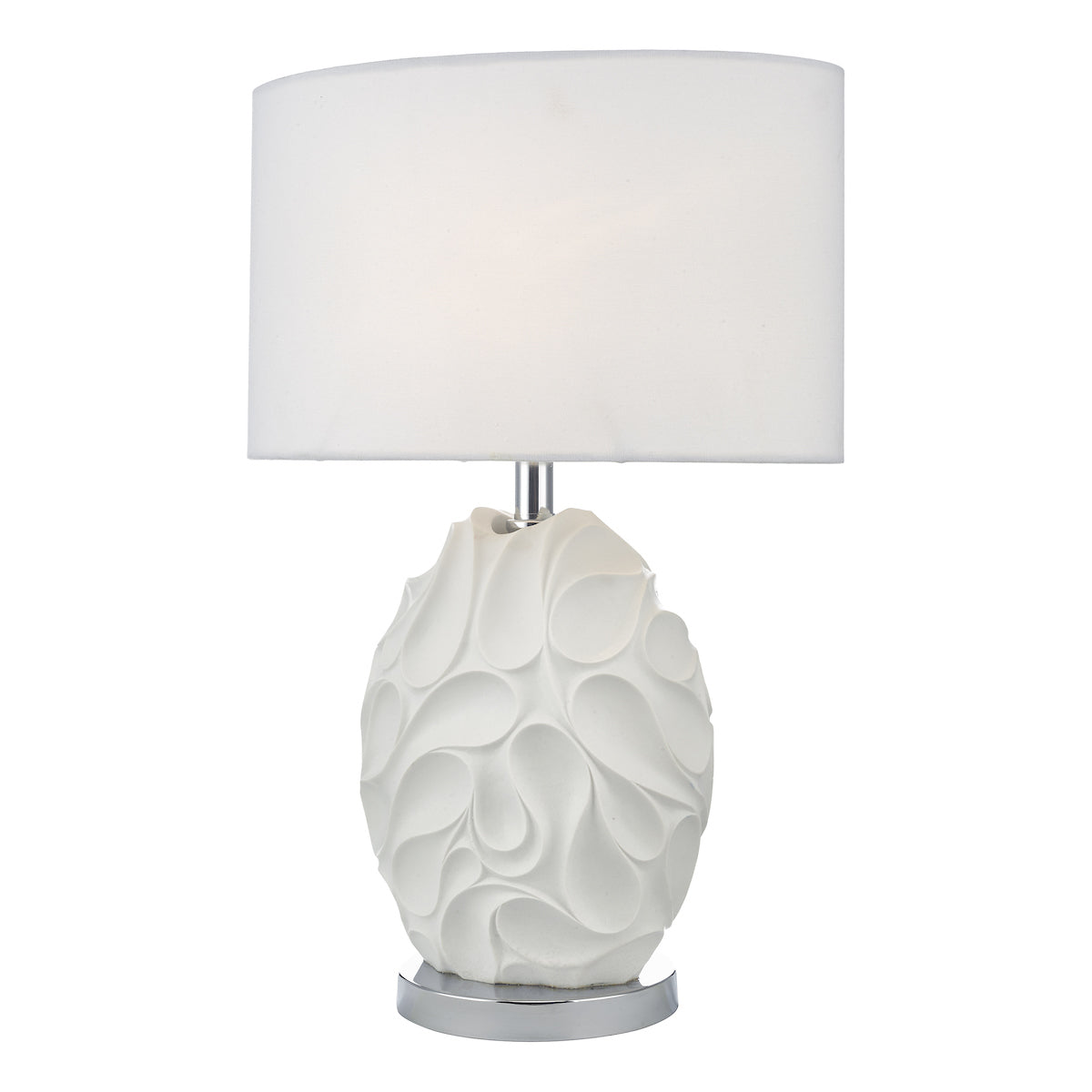 Zachary Oval Table Lamp White With Shade <br>Matt White