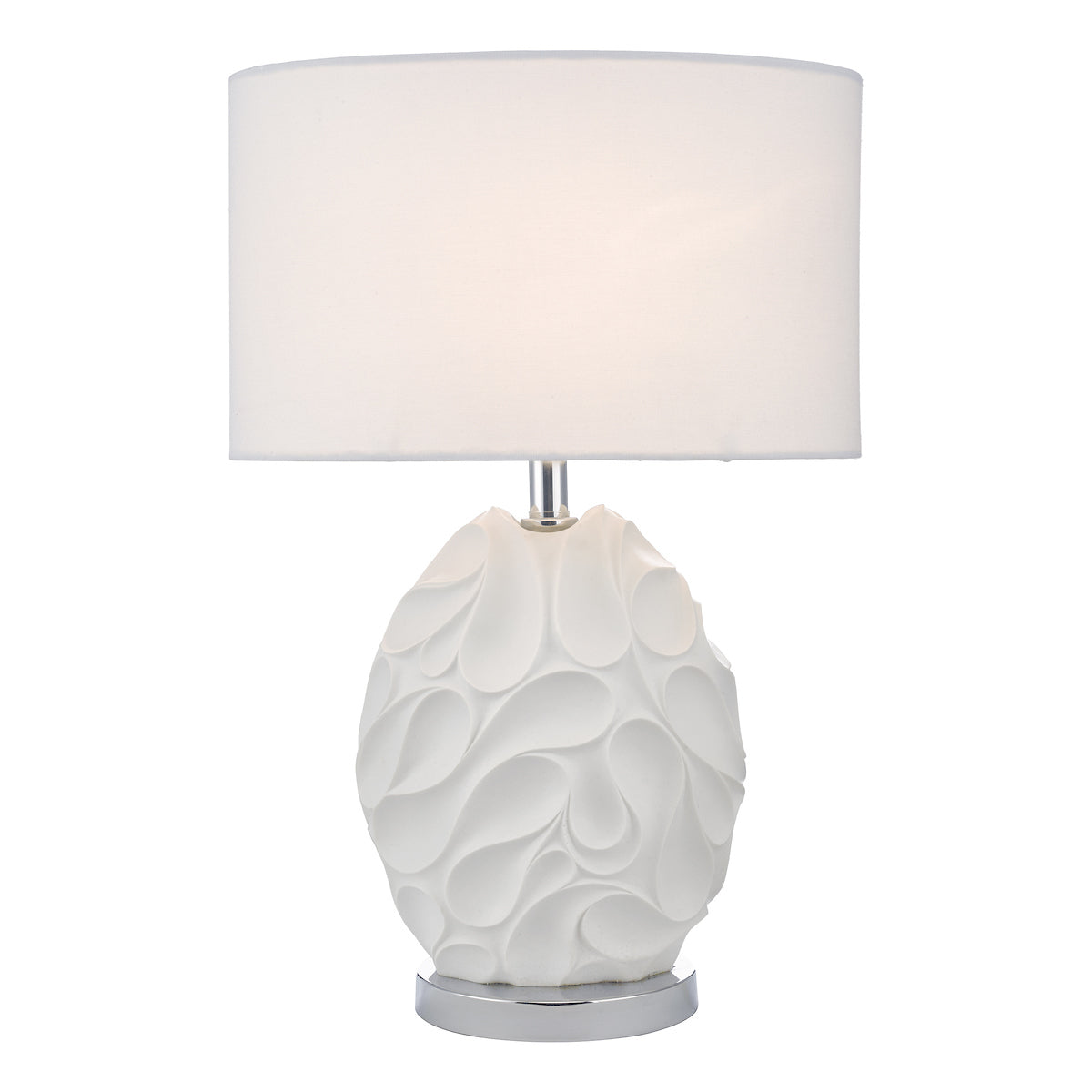 Zachary Oval Table Lamp White With Shade <br>Matt White