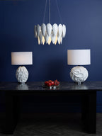 Zachary Oval Table Lamp White With Shade <br>Matt White