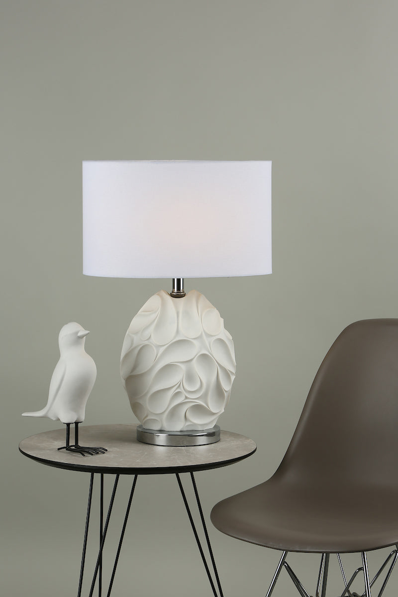 Zachary Oval Table Lamp White With Shade <br>Matt White