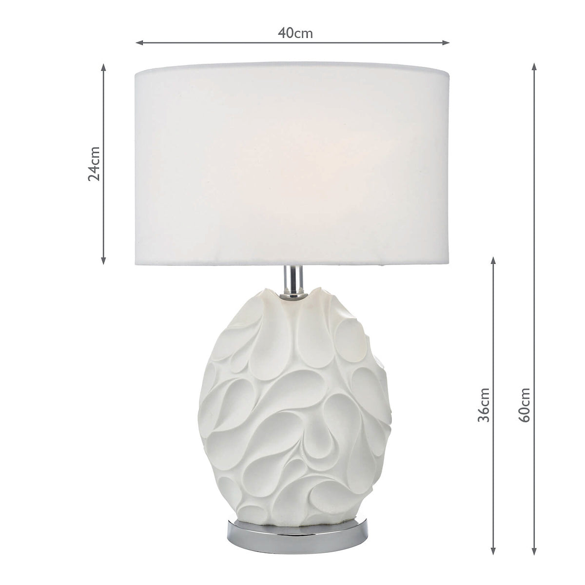 Zachary Oval Table Lamp White With Shade <br>Matt White