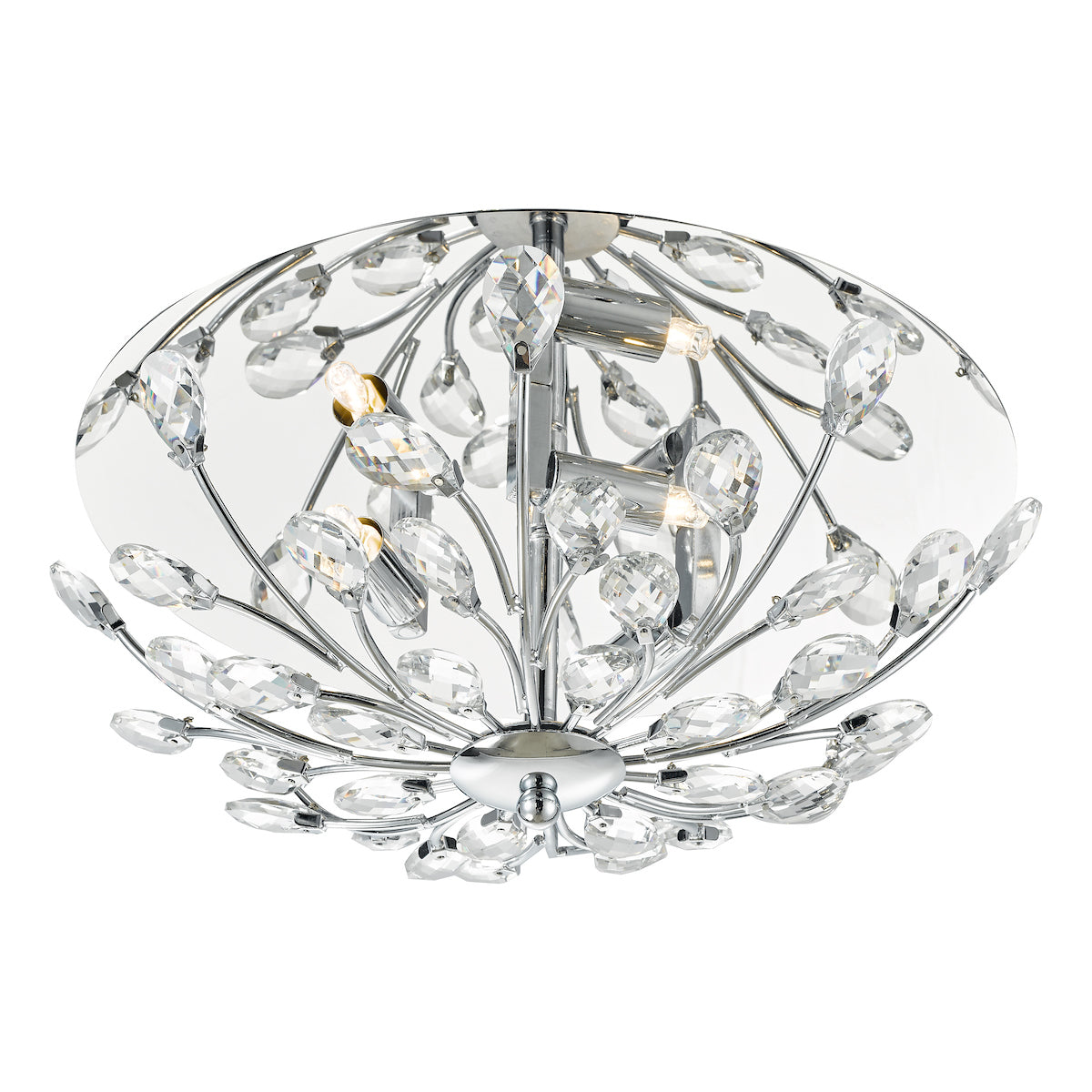 Zafir 3 Light Flush Polished Chrome Crystal<br>Polished Chrome