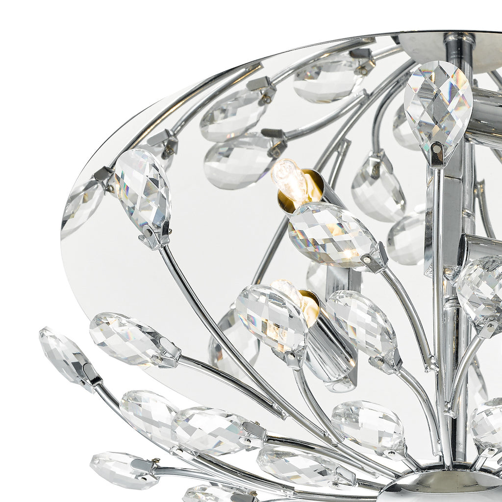 Zafir 3 Light Flush Polished Chrome Crystal<br>Polished Chrome