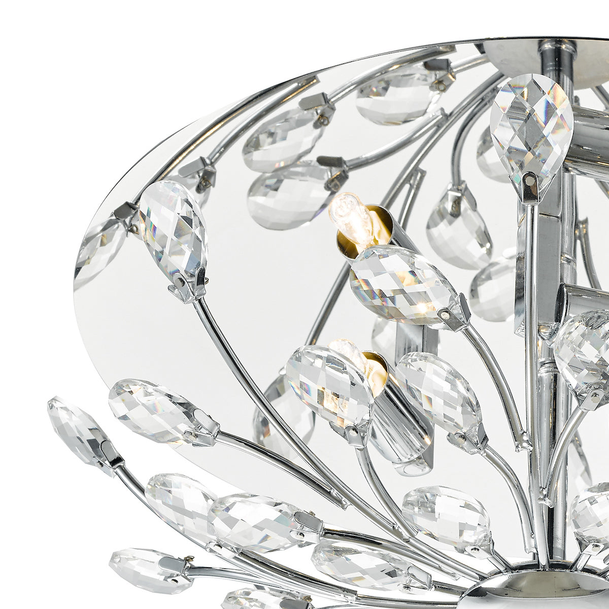 Zafir 3 Light Flush Polished Chrome Crystal<br>Polished Chrome