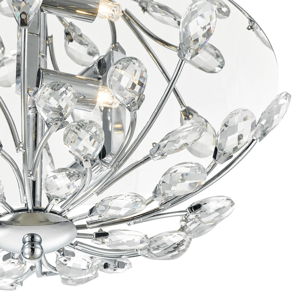 Zafir 3 Light Flush Polished Chrome Crystal<br>Polished Chrome