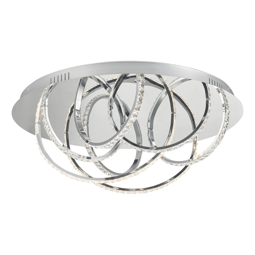 Zancara Large 7 Light Flush Polished Chrome Crystal LED<br>Polished Chrome