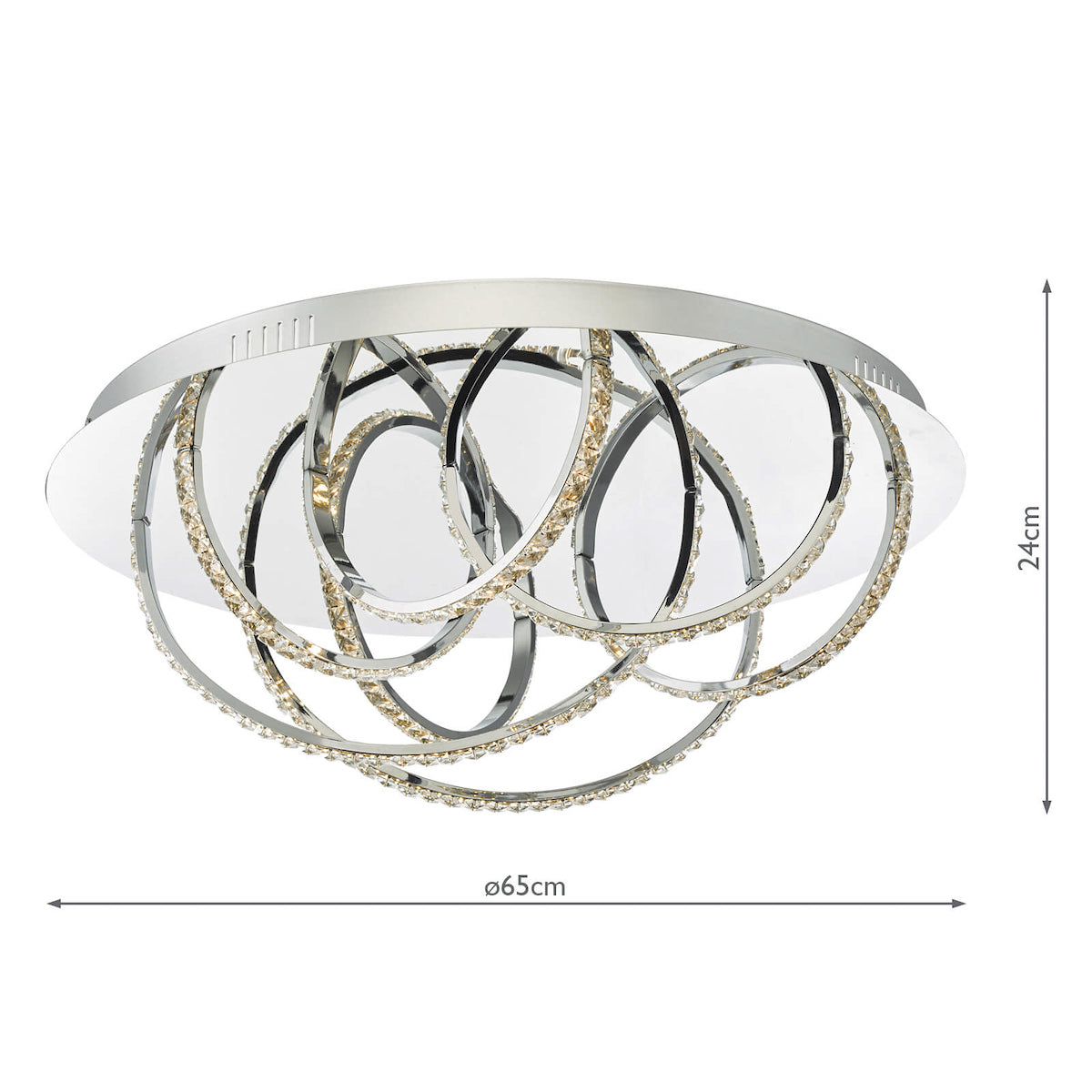 Zancara Large 7 Light Flush Polished Chrome Crystal LED<br>Polished Chrome