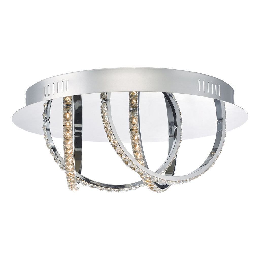 Zancara Small 4 Light Flush Polished Chrome and Crystal LED<br>Polished Chrome