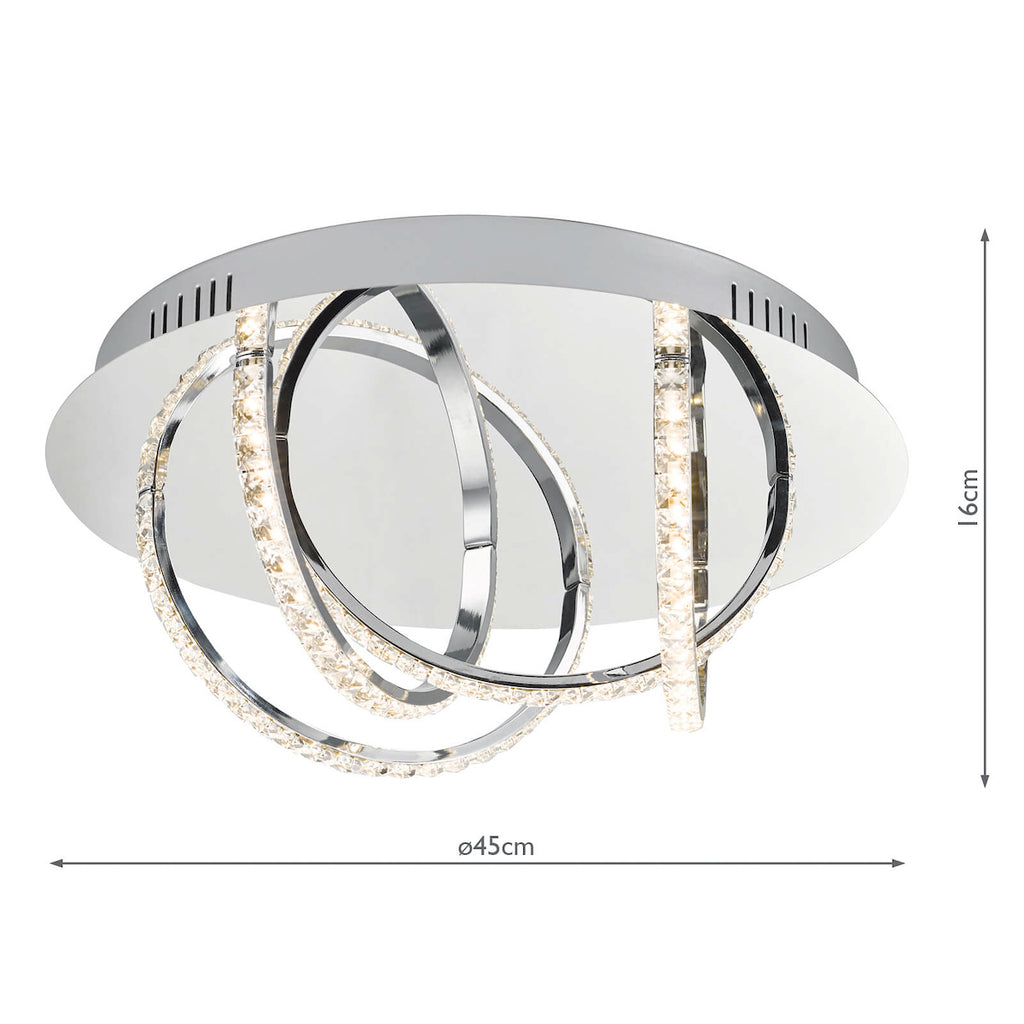 Zancara Small 4 Light Flush Polished Chrome and Crystal LED<br>Polished Chrome