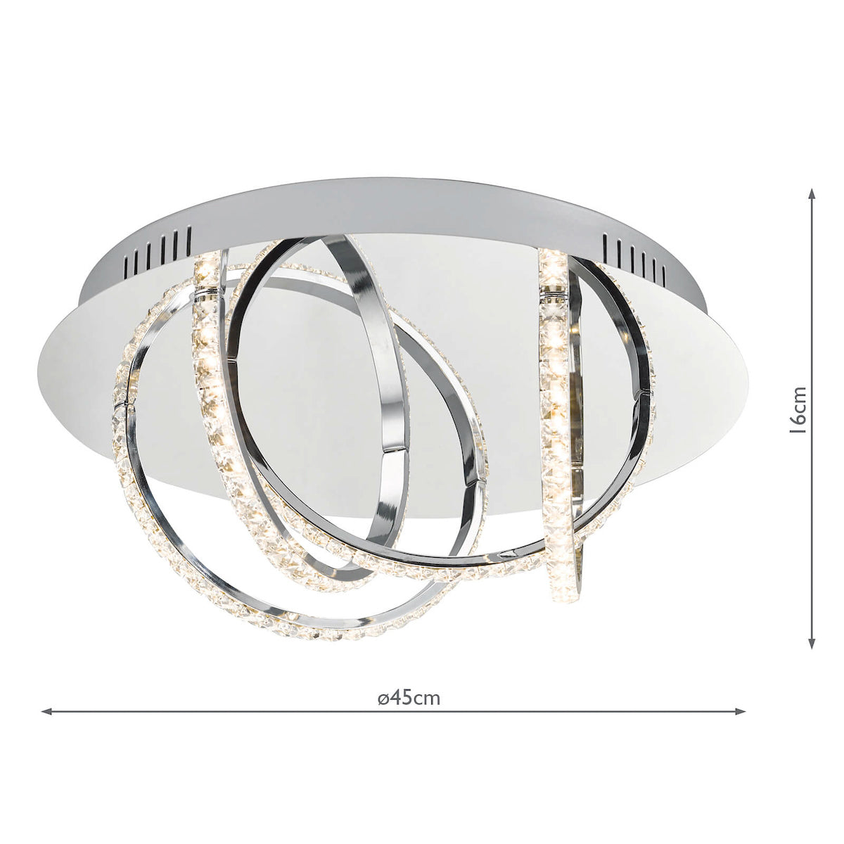 Zancara Small 4 Light Flush Polished Chrome and Crystal LED<br>Polished Chrome