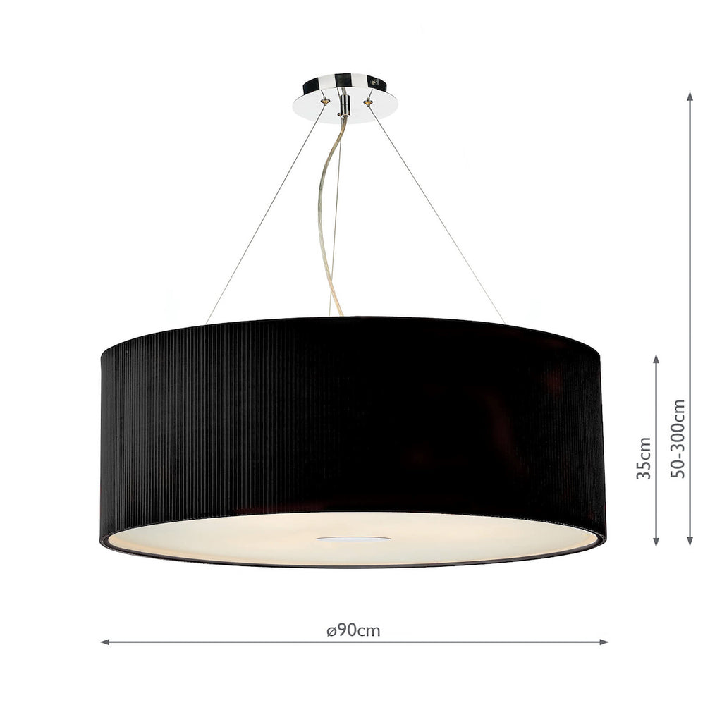 Zaragoza 6 Light Pendant Black 90cm<br>Black