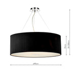 Zaragoza 6 Light Pendant Black 90cm<br>Black